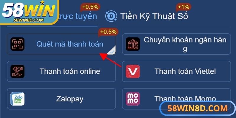 Chú ý thông tin điền vào form để thực hiện hướng dẫn nạp tiền 58Win